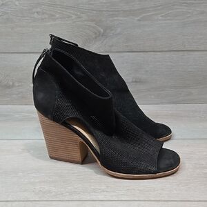 Vince Camuto Women Bevina Black Ankle Leather Peep-Toe Ankle Boots Shoes 10